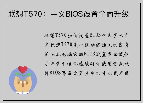 联想T570：中文BIOS设置全面升级